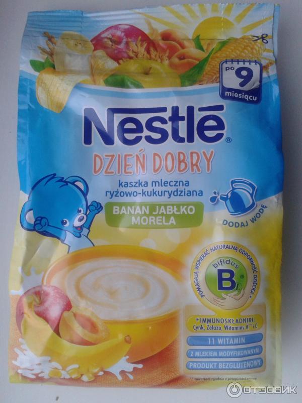 Каша детская молочная Nestle Рис, кукуруза, яблоко, банан, абрикос фото