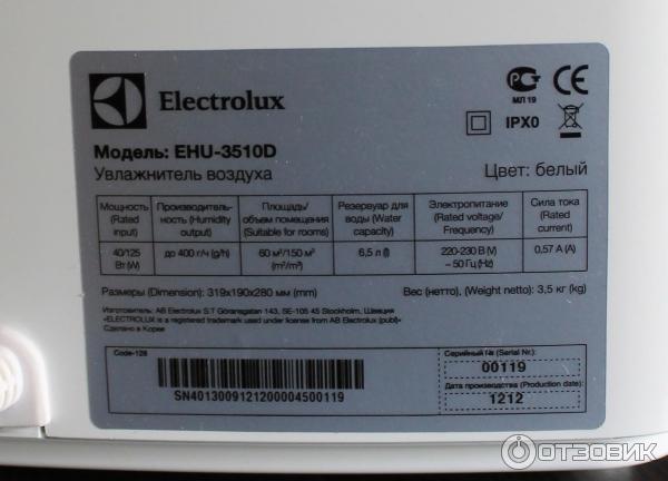Увлажнитель воздуха Electrolux EHU 3510D фото