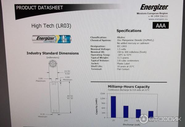 Батарейки Energizer High Tech AAA