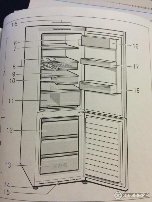 Расположение полок в холодильнике