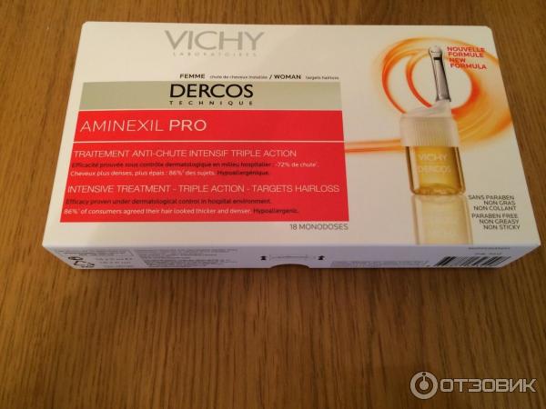 Восстанавливающие ампулы против выпадения волос для женщин Vichy Dercos Technique Aminenexil Pro фото