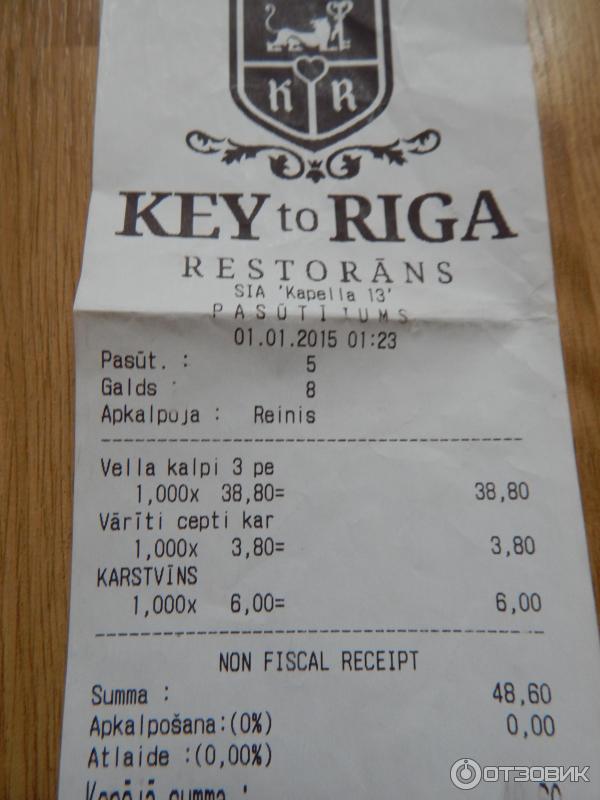 Ресторан Key To Riga (Рига, Латвия) фото