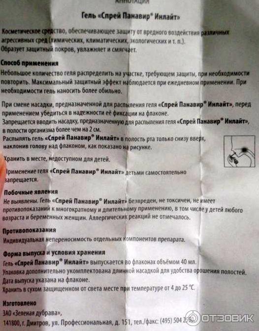 Панавир Спрей Инструкция По Применению Цена