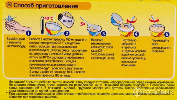 Правила приготовления смеси