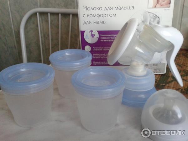 Ручной молокоотсос Philips Avent с контейнерами для хранения молока