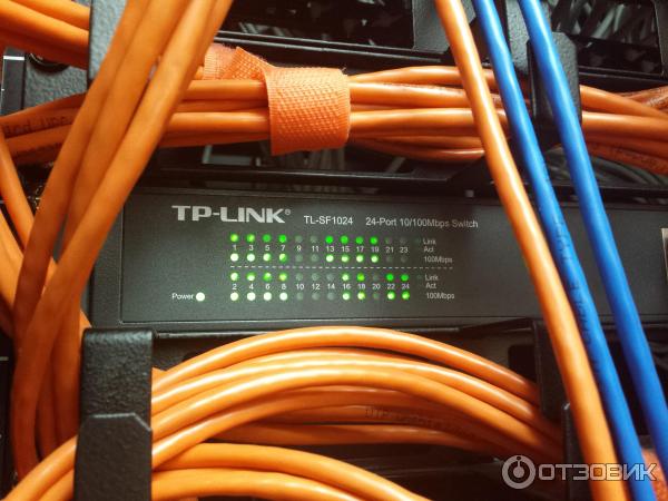 Коммутатор TP-Link TL-SF1024 в стойке