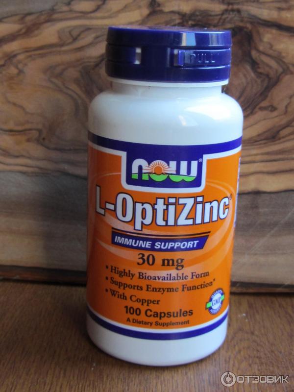 Цинк Now Foods, L-OptiZinc, 30 mg, 100 Capsules фото