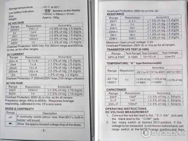 Погрешность цифрового мультиметра DT-830L