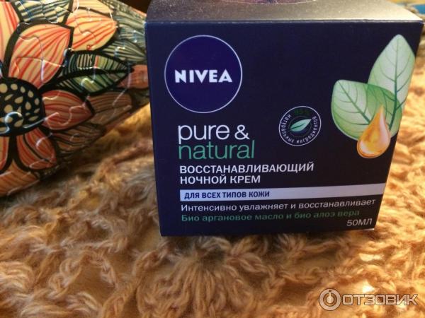 Восстанавливающий ночной крем для лица Nivea Visage Pure & Natural фото