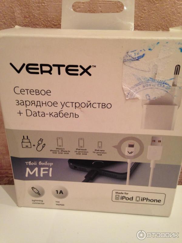 Сетевое устройство зарядное Vertex +универсальный Data-кабель для iPod iPhone фото