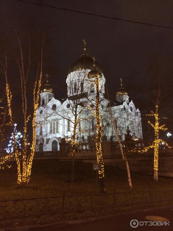Новогодние украшения у храма христа спасителя фото